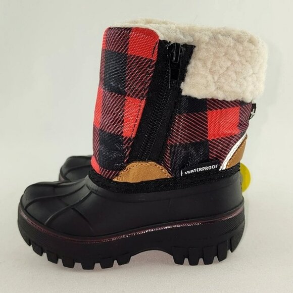 Hot Paws Kids Red Plaid Snow Boots Waterproof Insulated -30C Reflective Size 6 - Picture 5 of 16